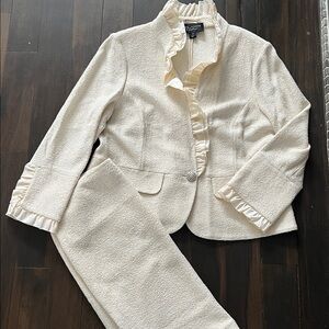 St. John Couture Cream Textured Jacket and skirt suit 12 14 16
